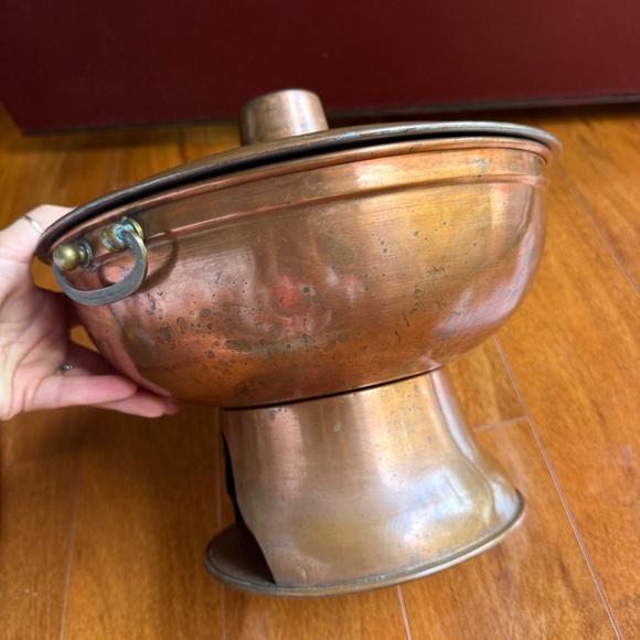 Mid Century Metal Korean Hot Pot Table Top Chafing Dish Handles Lid Butterflies. - Picture 10 of 13